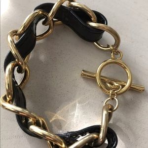 Black Patent Gold Chain Link Bracelet